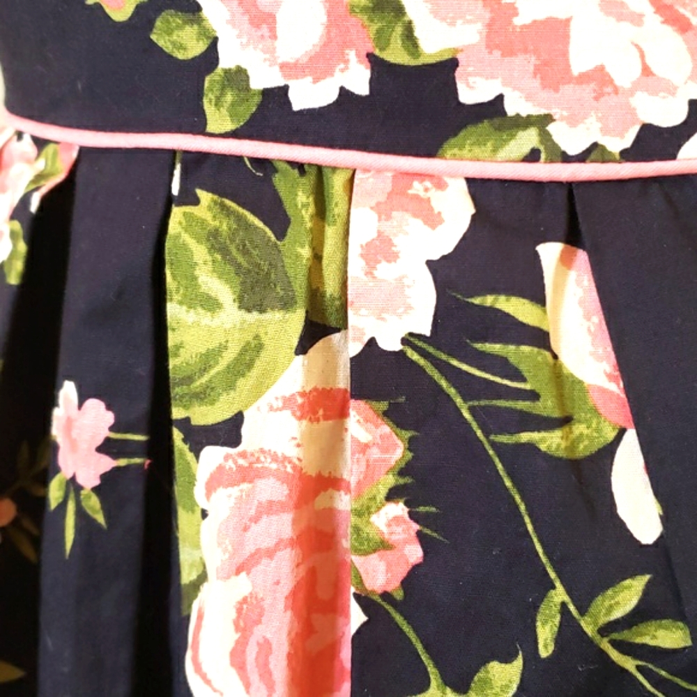 Vintage 90's Strapless Black Coral Pink Floral Dress Romantic Cottagecore | XS - Picture 9 of 12